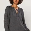 Paisley Split Neck Top