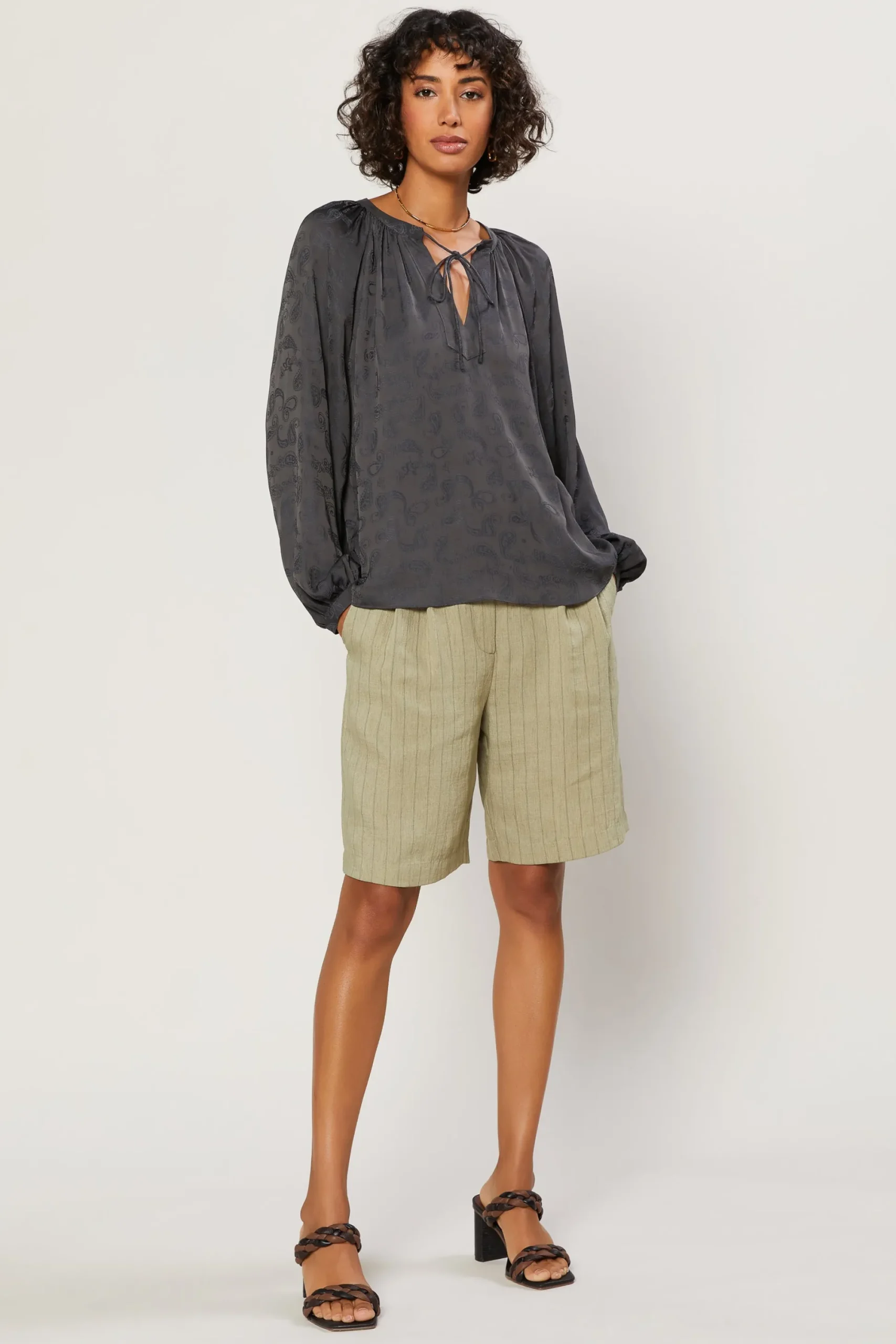 Paisley Split Neck Top