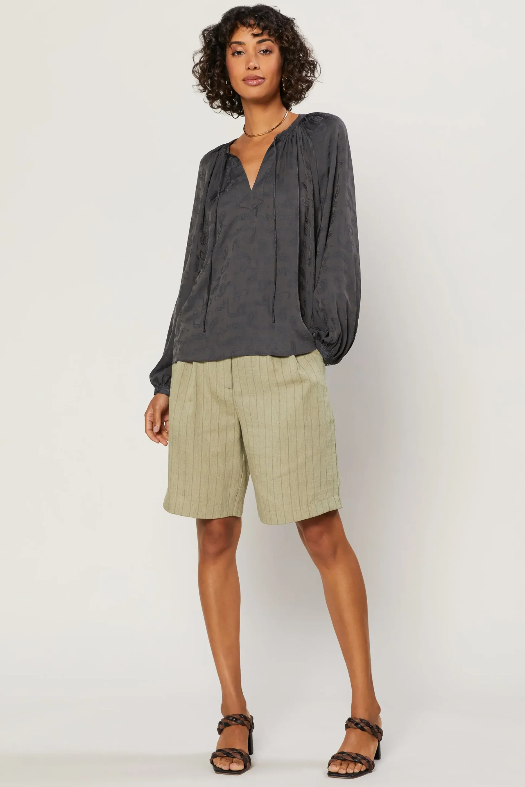 Paisley Split Neck Top