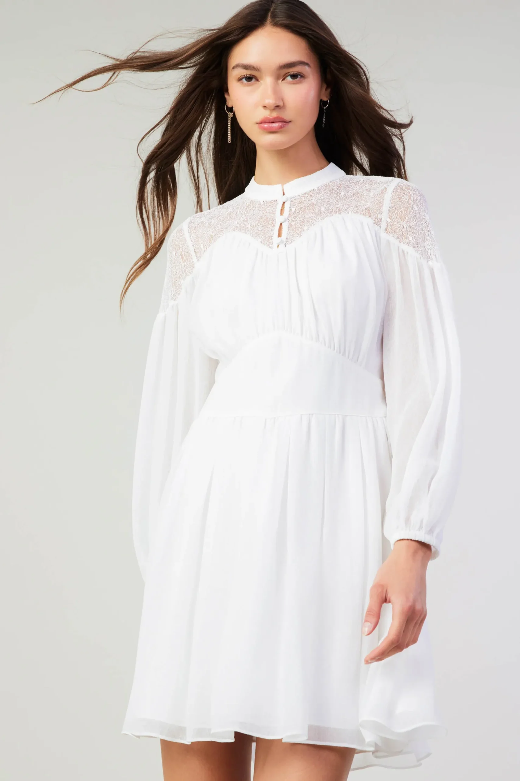 Palermo Lace Collared Mini Dress