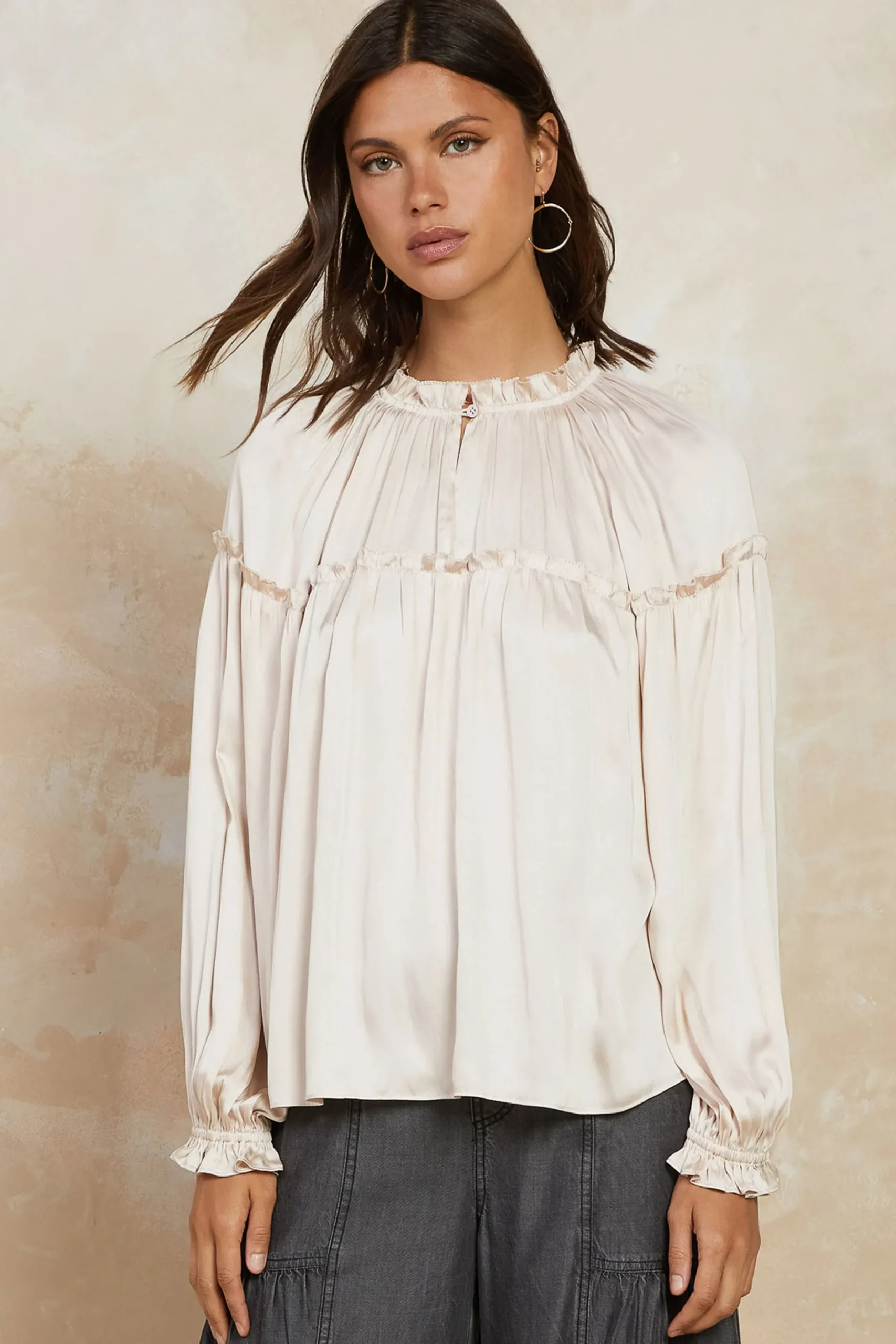 Picot Ruffled Blouse