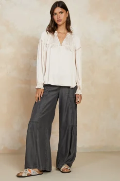 Picot Ruffled Blouse