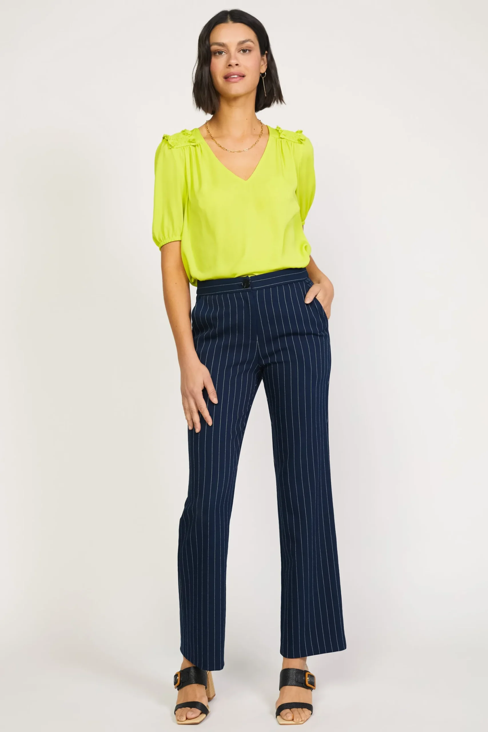 Pinstriped Bootcut Pant