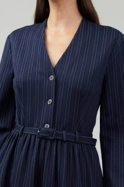 Pinstriped Buttondown Midi Dress