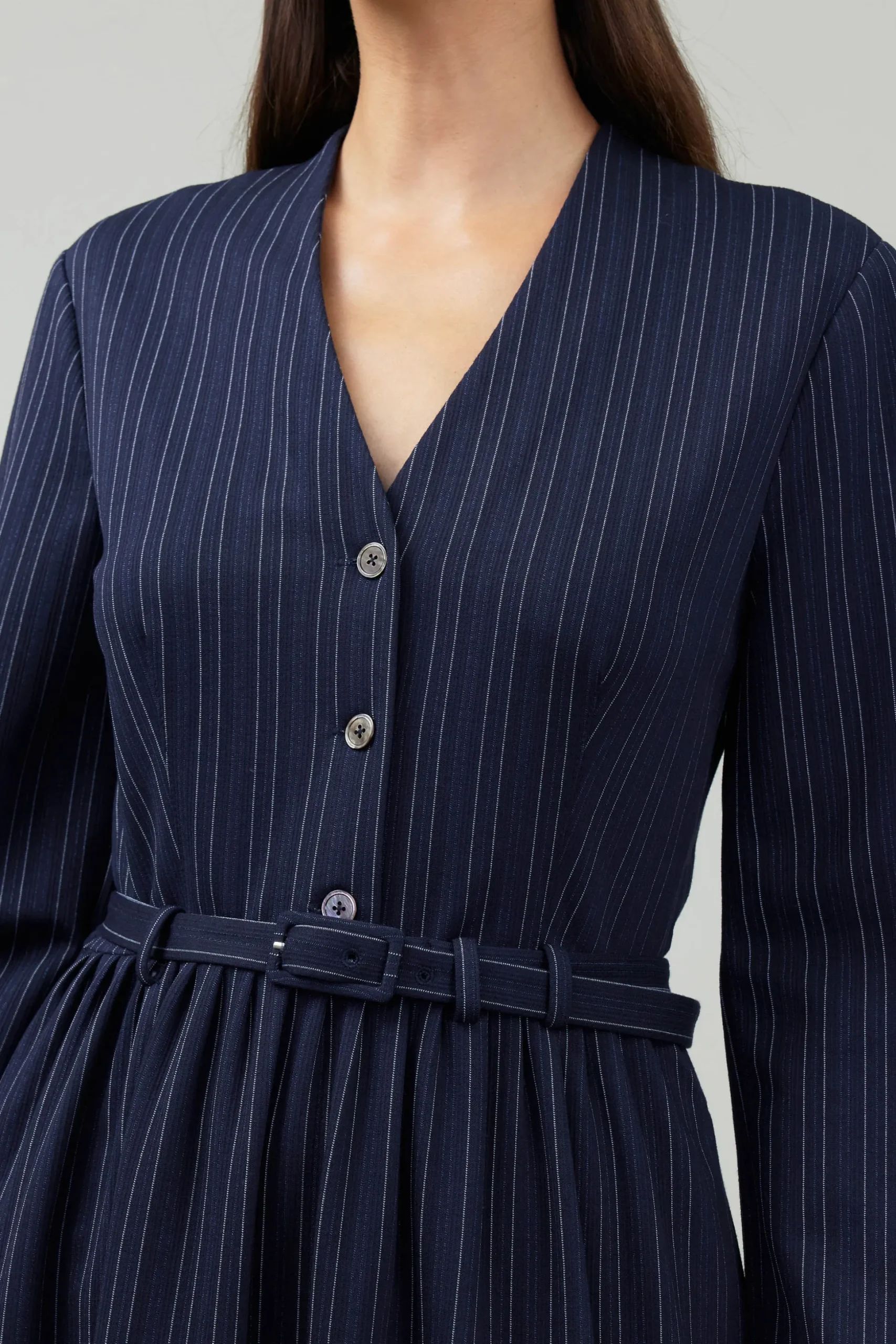 Pinstriped Buttondown Midi Dress