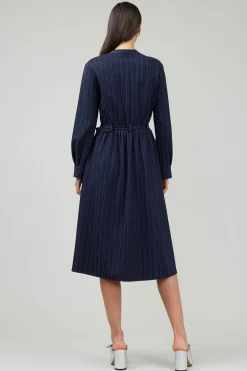 Pinstriped Buttondown Midi Dress