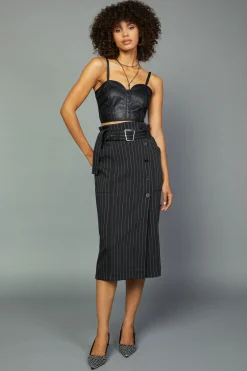 Pinstriped Midi Skirt