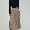 Plaid Pleated Midi Skirt