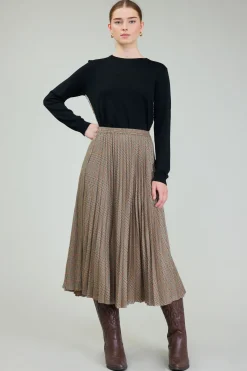 Plaid Pleated Midi Skirt