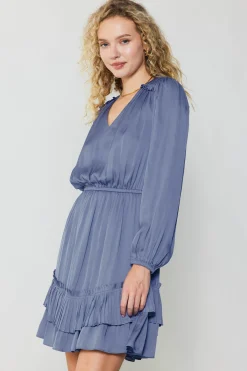 Pleat Detail Tiered Mini Dress