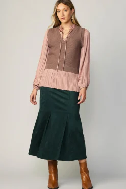 Pleated Blouse Sweater Vest