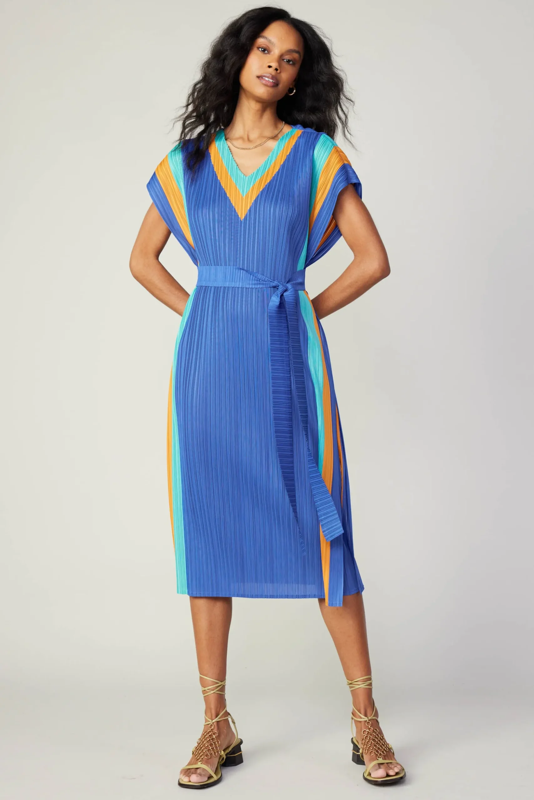 Pleated Border Kaftan Dress