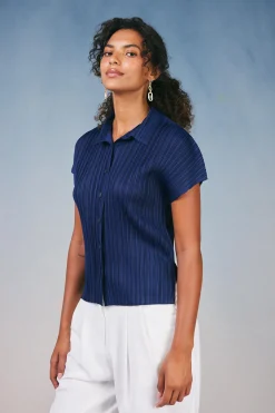 Pleated Button Down Top