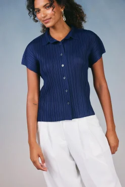 Pleated Button Down Top
