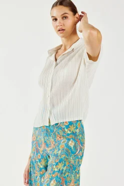 Pleated Button Down Top