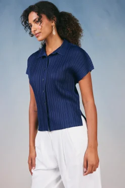 Pleated Button Down Top