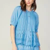 Pleated Eyelet Blouse
