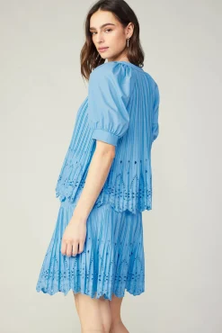 Pleated Eyelet Blouse