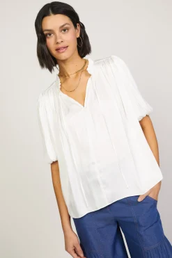 Pleated Puff Sleeve Blouse