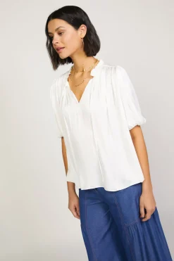 Pleated Puff Sleeve Blouse