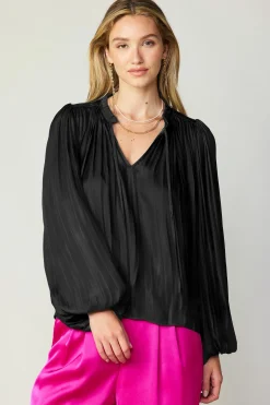 Pleated Puffed Sleeve Blouse