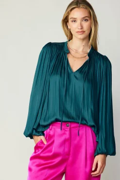 Pleated Puffed Sleeve Blouse