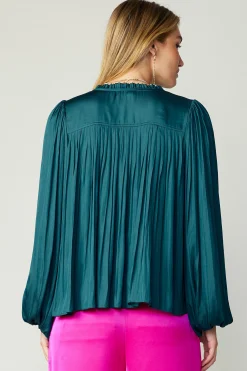 Pleated Puffed Sleeve Blouse