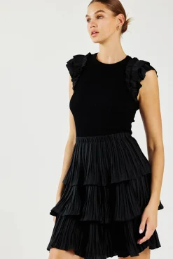 Pleated Skirt Sweater Dress