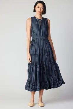 Pleated Sleeveless Maxi Dress
