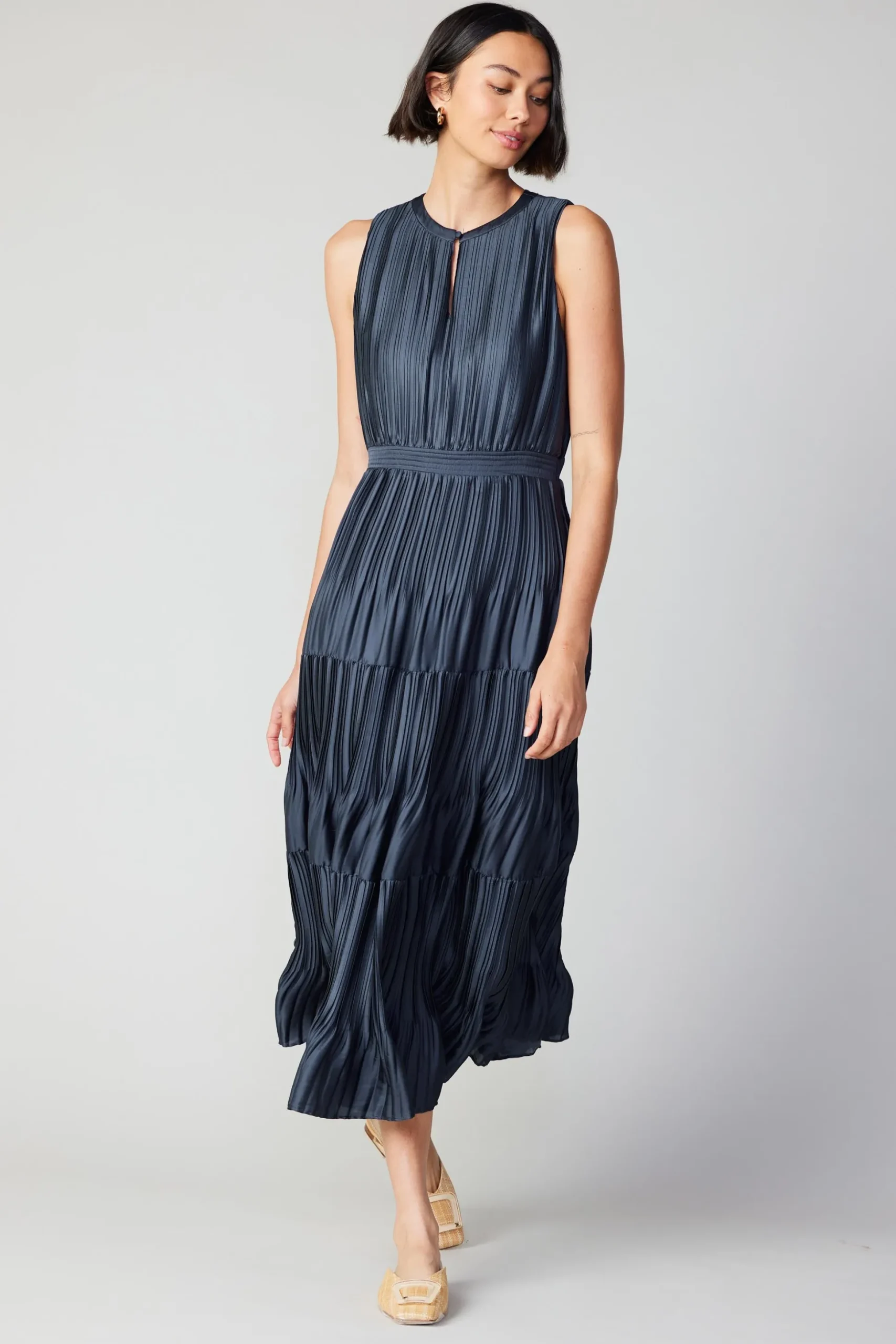 Pleated Sleeveless Maxi Dress