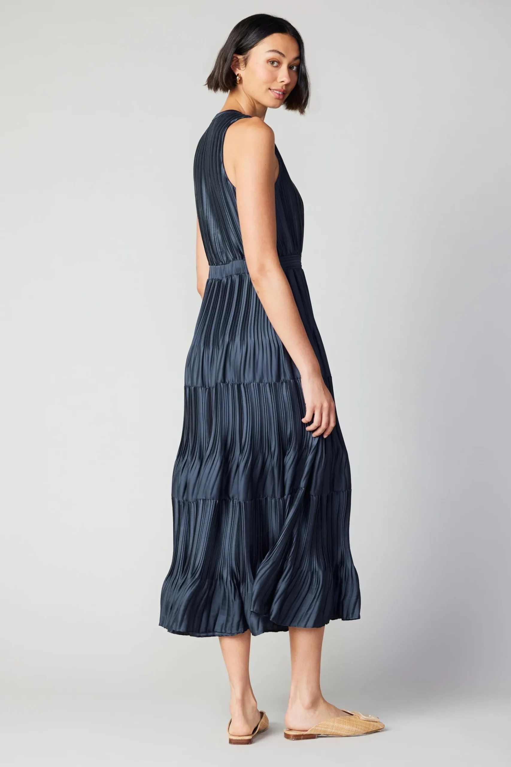 Pleated Sleeveless Maxi Dress