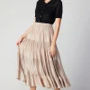 Pleated Tiered Midi Skirt