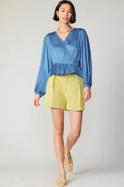 Pleated Wrap Top