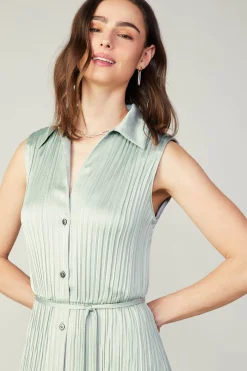 Plisse Buttondown Dress
