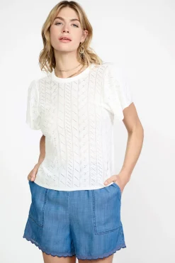 Pointelle Knit Sweater Top