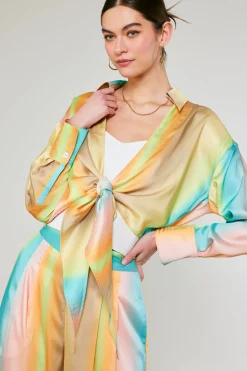 Prismatic Gradient Front Tie Shirt
