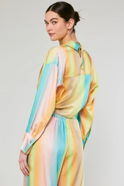 Prismatic Gradient Front Tie Shirt