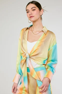 Prismatic Gradient Front Tie Shirt
