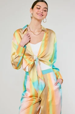Prismatic Gradient Front Tie Shirt