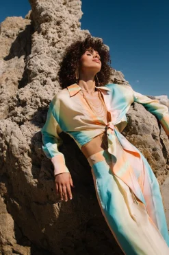 Prismatic Gradient Front Tie Shirt