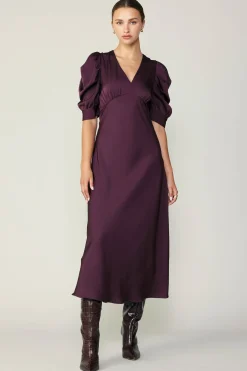 Puff Sleeve Midi Dress