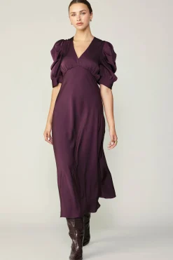 Puff Sleeve Midi Dress