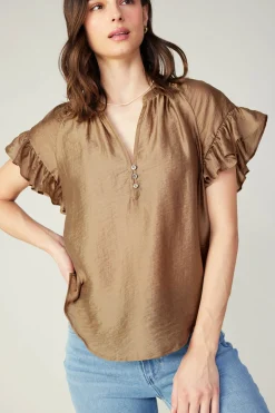 Raglan Sleeve Button Blouse