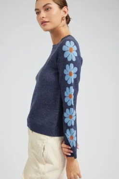 Retro Daisy Motif Sweater