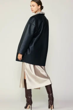 Reversible Faux Fur & Leather Coat