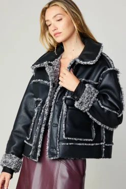 Reversible Vegan Leather Shearling Jacket