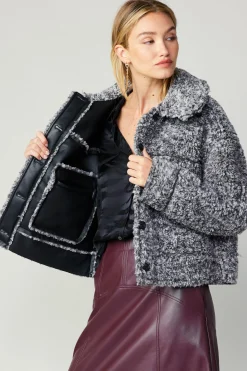Reversible Vegan Leather Shearling Jacket