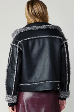 Reversible Vegan Leather Shearling Jacket