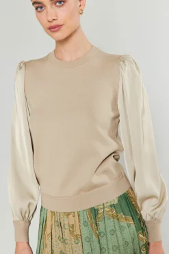 Ribbed Contrast Sleeve Sweater