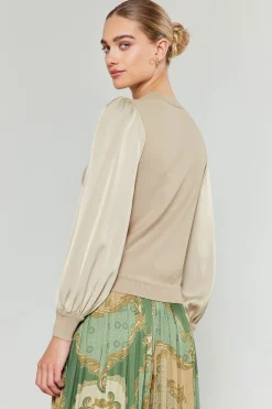 Ribbed Contrast Sleeve Sweater